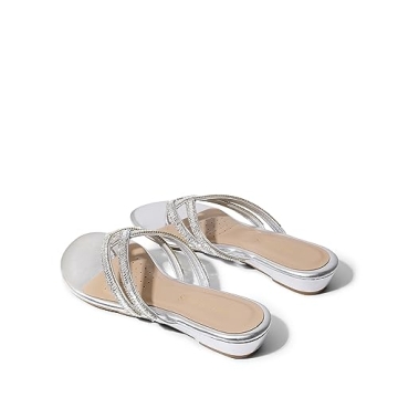 DREAM PAIRS Stylish Rhinestones Slides Sandals for Women