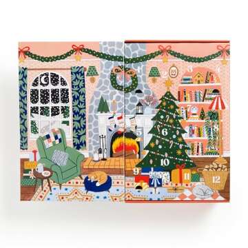 Galison Home for The Holidays Christmas Countdown – 12 Days of Puzzles Featuring 12 Cozy Illustrations That Come Together As One Holiday Image