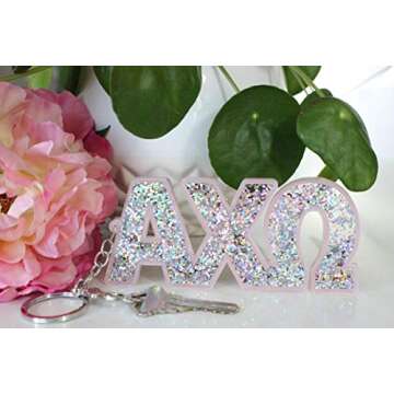 Alpha Chi Omega Glitter Sorority Keychain