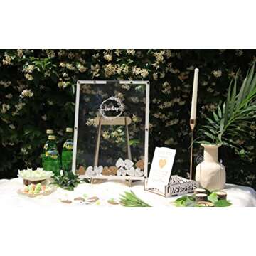 DOUXAGE White Wedding Guest Book Alternative,Guest Book Wedding Reception,Baby Shower Guest Book alternative-80pcs Hearts with Wooden Box- Unique Wedding Decorations