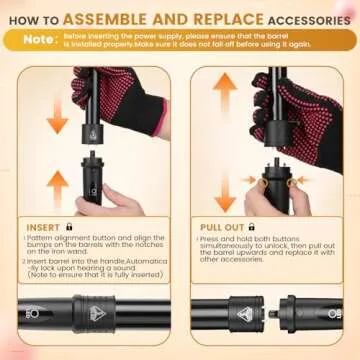 5 In 1 Curling Wand Set, Curling Iron Interchangeable Ceramic Barrels (0.35-1.25 Inch), Heating Hair Curler Kit with Protective Glove & 2 Clips Ceramic Coated for All Hair Types, Gift for Girls, Women