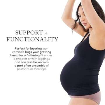 Ingrid & Isabel Basics - Belly Support Maternity Cami - Black Maternity Camisole, Black (M/L)