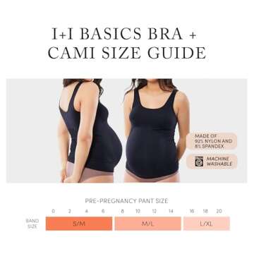 Ingrid & Isabel Basics - Belly Support Maternity Cami - Black Maternity Camisole, Black (M/L)