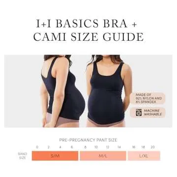 Ingrid & Isabel Basics - Belly Support Maternity Cami - Black Maternity Camisole, Black (M/L)