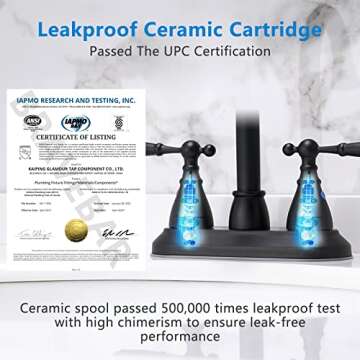 BRAVEBAR 4 Inch Bathroom Sink Faucet Black - 2 Handle Centerset Bathroom Faucets | 360° Swivel Spou...