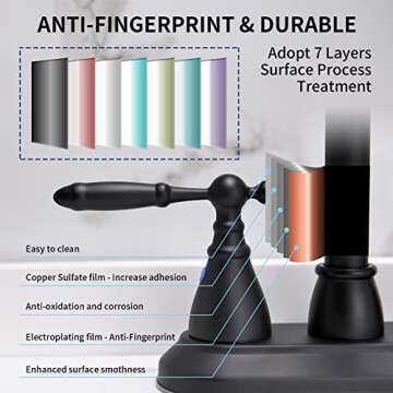 BRAVEBAR 4 Inch Bathroom Sink Faucet Black - 2 Handle Centerset Bathroom Faucets | 360° Swivel Spout Vintage Vanity Faucet Bathroom with Pop-up Drain Assembly and Water Supply Hoses Matte Black