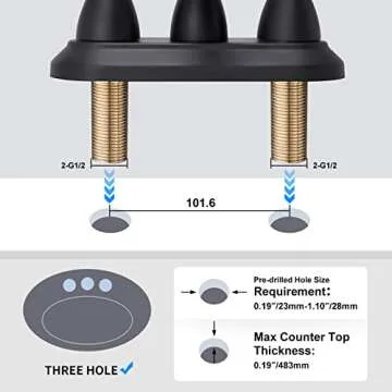 BRAVEBAR 4 Inch Bathroom Sink Faucet Black - 2 Handle Centerset Bathroom Faucets | 360° Swivel Spout Vintage Vanity Faucet Bathroom with Pop-up Drain Assembly and Water Supply Hoses Matte Black