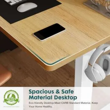 SMUG Standing Desk, Adjustable Height Electric Sit Stand Up Down Computer Table, 63x24 Inch Ergonomic Rising Modern Lift Motorized Gaming Desktop Workstation for Work Home Office, Natural