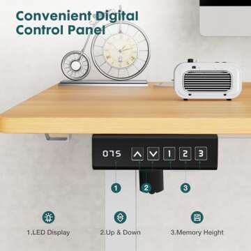 SMUG Standing Desk, Adjustable Height Electric Sit Stand Up Down Computer Table, 63x24 Inch Ergonomic Rising Modern Lift Motorized Gaming Desktop Workstation for Work Home Office, Natural