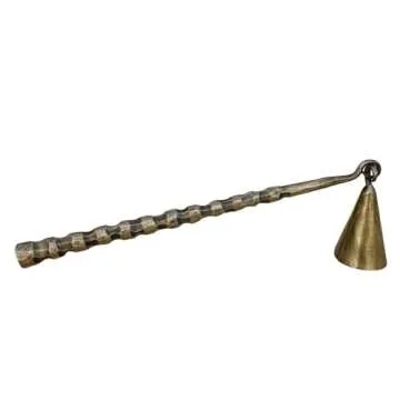 Living Ideas Hand Forged Metal Candle Snuffer - Wrought Iron Handmade Candle Extinguisher with Classic Look & Antique Gold Finish
