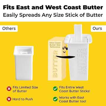 Mess-free Butter Spreader 1Pk Holds Twice the Butter for Corn Cobs, Bread, Waffles, Pancakes. Best Holder for all Butter Stick Sizes. Dishwasher Safe BPA-free Material W/ Cap for Fresh Storage