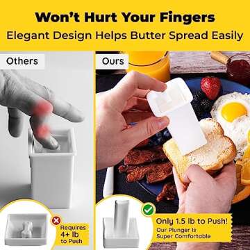 Mess-free Butter Spreader 1Pk Holds Twice the Butter for Corn Cobs, Bread, Waffles, Pancakes. Best Holder for all Butter Stick Sizes. Dishwasher Safe BPA-free Material W/ Cap for Fresh Storage