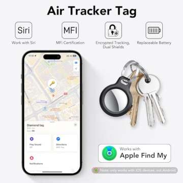QCOQ Air Tracker Tags - 4 Pack Black for Apple Find My