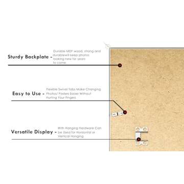 PEALSN 11x14 Picture Frame, Display Pictures 8 x 10 with Mat or 11 x 14 Without Mat for Wall Mounting Display, Photo Frames, White.