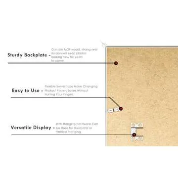 PEALSN 11x14 Picture Frame, Display Pictures 8 x 10 with Mat or 11 x 14 Without Mat for Wall Mounting Display, Photo Frames, White.