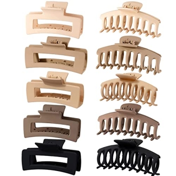 FDBJulyy Large Hair Clips Set in 5 Neutral Colors for All Hair Types