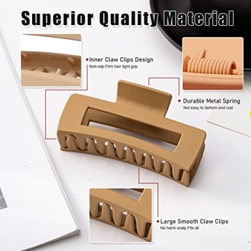 FDBJulyy Large Hair Clips Set in 5 Neutral Colors for All Hair Types