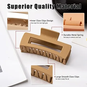 FDBJulyy Large Hair Clips Set in 5 Neutral Colors for All Hair Types