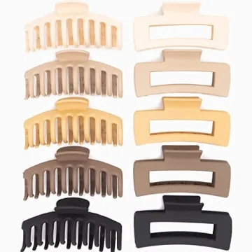 FDBJulyy Large Hair Clips Set in 5 Neutral Colors for All Hair Types