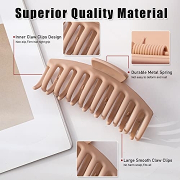 FDBJulyy Large Hair Clips Set in 5 Neutral Colors for All Hair Types