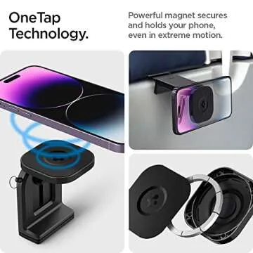 Spigen OneTap (MagFit) Away Travel Essentials and Inflight Airplane Phone Mount Compatible with iPhone 16 Pro Max, 16 Pro, 16 Plus, 16, 15, 14, 13, and 12 Series