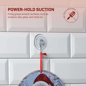 SEWANTA All-Purpose Suction Cup Hooks [10PK Combo Set] Powerful Window Suction Cups with Hooks Use to Hang On Glass, Windows, Doors, Mirrors, Tiles. Set Includes: 2 Large, 4 Medium, 4 Small