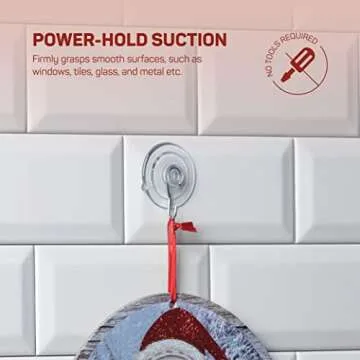 SEWANTA All-Purpose Suction Cup Hooks [10PK Combo Set] Powerful Window Suction Cups with Hooks Use to Hang On Glass, Windows, Doors, Mirrors, Tiles. Set Includes: 2 Large, 4 Medium, 4 Small