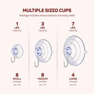 SEWANTA All-Purpose Suction Cup Hooks [10PK Combo Set] Powerful Window Suction Cups with Hooks Use to Hang On Glass, Windows, Doors, Mirrors, Tiles. Set Includes: 2 Large, 4 Medium, 4 Small