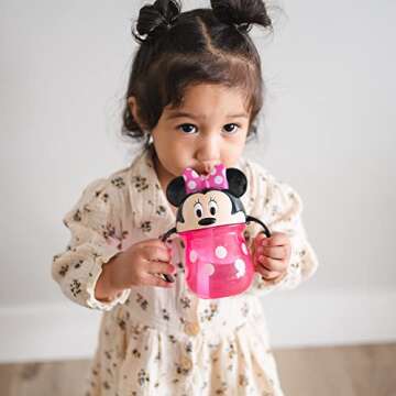 The First Years Disney Minnie Mouse Trainer Straw Cup - Disney Toddler Cups with Straw - 9 Months and Up - 7 Oz