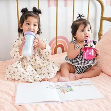 The First Years Disney Minnie Mouse Trainer Straw Cup - Disney Toddler Cups with Straw - 9 Months and Up - 7 Oz
