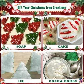 Christmas Tree Silicone Molds 2PCS for Soap Chocolate Candy Cake Cocoa Bomb Bath Bomb Ice Candle Foo...