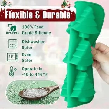 Christmas Tree Silicone Molds 2PCS for Soap Chocolate Candy Cake Cocoa Bomb Bath Bomb Ice Candle Food, 3D Xmas Themed Treat Baking & Freezing Tray BPA Free Food Grade Holiday Moulds