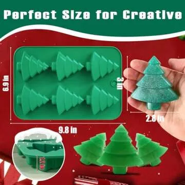 Christmas Tree Silicone Molds 2PCS for Soap Chocolate Candy Cake Cocoa Bomb Bath Bomb Ice Candle Food, 3D Xmas Themed Treat Baking & Freezing Tray BPA Free Food Grade Holiday Moulds