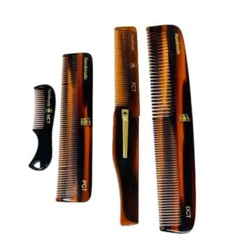 G.B.S Handmade Stylish Comb Set- Hair Styling Grooming For Men, Women Fine Toothed Tortoise Combs Pa...