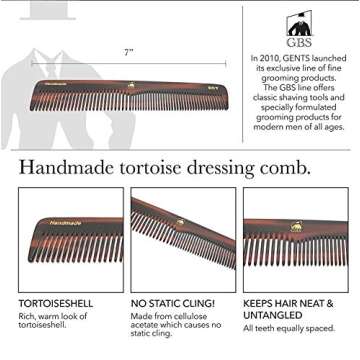 G.B.S Handmade Stylish Comb Set- Hair Styling Grooming For Men, Women Fine Toothed Tortoise Combs Pack of 4 1 DCT Dressing, 1 FCT Folding, 1 PCT Pocket & 1 MCT Mustache Comb