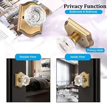 Gobrico Elegant Glass Door Knobset, Privacy Lock for Interiors