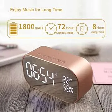 Enjoy Best Time Digital Radio Alarm Clock,Wirless Bluetooth Speaker Clock USB Charging AUX TF Card Play for Desktop(Rose Gold)