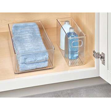 iDesign Linus BPA-Free Plastic Stackable Deep Organizer Bin with Handles - 14.6" x 8" x 4", Clear