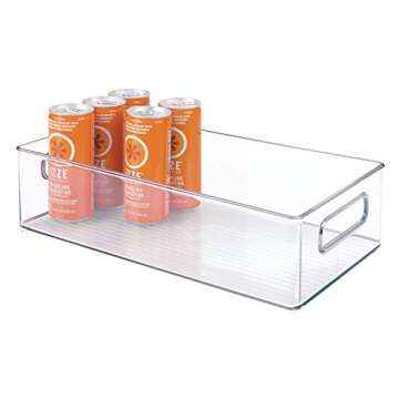 iDesign Linus BPA-Free Plastic Stackable Deep Organizer Bin with Handles - 14.6" x 8" x 4", Clear
