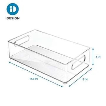 iDesign Linus BPA-Free Plastic Stackable Deep Organizer Bin with Handles - 14.6" x 8" x 4", Clear