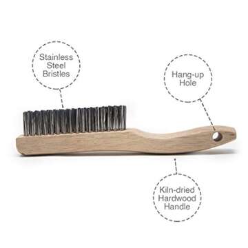 Osborn 83008SP Economy Shoe Handle Stainless Steel Wire Scratch Brush, 0.012" Fill Diameter, 5-1/4" Brush Length, 1-1/16" Brush Width, 10" Overall Length