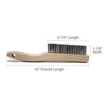 Osborn 83008SP Economy Shoe Handle Stainless Steel Wire Scratch Brush, 0.012" Fill Diameter, 5-1/4" Brush Length, 1-1/16" Brush Width, 10" Overall Length