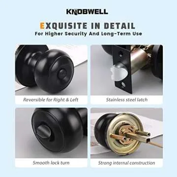 KNOBWELL Matte Black Door Knobs for Privacy - 5 Pack