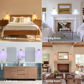 Shenmoyl Vintage Battery Operated Wall Sconce with White Tulip Glass Lampshade Rechargeable Battery ...