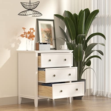 IKENO Stylish White Nightstand with Charging Station
