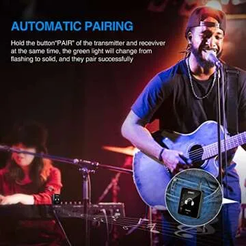 LEKATO MS-1 Wireless in Ear Monitor System, 2.4G Stereo in-Ear Monitoring with Wireless Transmitter Receiver Clip On, One to More, Auto-Pairing, Wireless IEM for Studio, Band Rehearsal,Small Gig