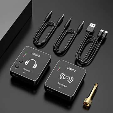 LEKATO MS-1 Wireless in Ear Monitor System, 2.4G Stereo in-Ear Monitoring with Wireless Transmitter Receiver Clip On, One to More, Auto-Pairing, Wireless IEM for Studio, Band Rehearsal,Small Gig