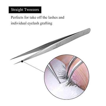LASHVIEW Stainless Steel Eyelash Tweezers for Professionals