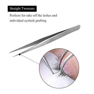 LASHVIEW Stainless Steel Eyelash Tweezers for Professionals