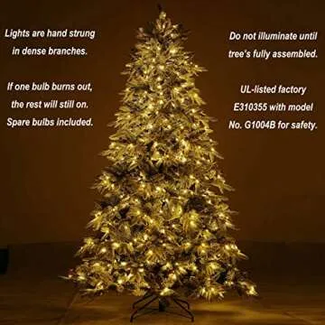 LordofXMAS Flocked Prelit Artificial Christmas Tree 7.5 feet Pine with LED Lights